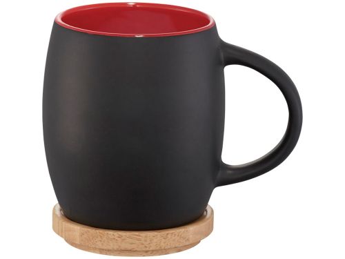 Керамическая чашка Hearth с деревянной крышкой-костером, черный/красный