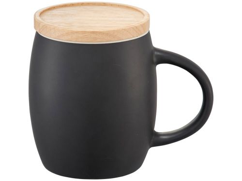 Керамическая чашка Hearth с деревянной крышкой-костером, черный/белый