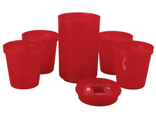 Набор Plastglass: 4 стакана с открывалкой, красный