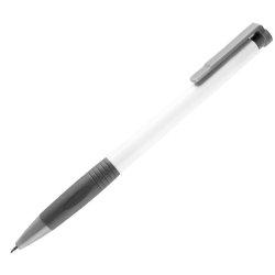 N13, ручка шариковая с грипом, пластик, белый, серый (белый, серый)