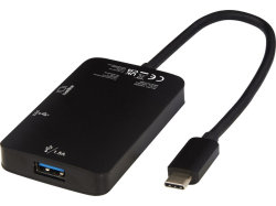 ADAPT Алюминиевый мультимедийный переходник Type-C (USB-A/Type-C/HDMI), черный