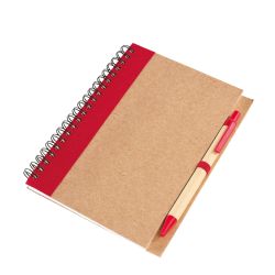 Блокнот с ручкой "Econot", коричневый с красным