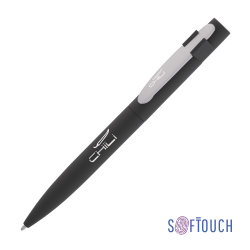 Ручка шариковая "Lip", покрытие soft touch, черный с серебром