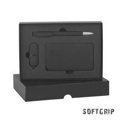 Подарочный набор "Камень" с покрытием soft grip на 3 предмета, черный