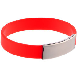 Силиконовый браслет Brisky с металлическим шильдом, красный