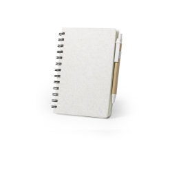 Набор GLICUN: блокнот B6 и ручка, рециклированный картон/пластик с пшеничным волокном, бежевый (бежевый)