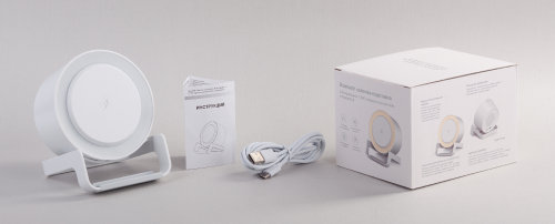 Bluetooth колонка-подставка "Smart Sound" с беспроводным (10W) зарядным устройством и лампой, белый