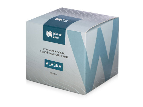 Кружка стальная Alaska с крышкой слайдером, powder coating, черный