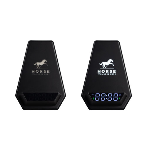Настольная Bluetooth колонка (3Вт) "Smart Pyramid" с часами и беспроводным (15W) зарядным устройством, с подсветкой логотипа, черный