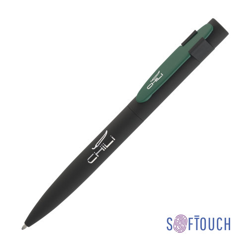 Ручка шариковая "Lip", покрытие soft touch, черный с зеленым
