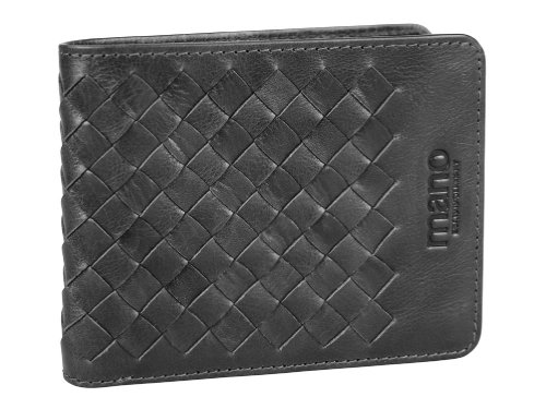 Бумажник Mano Don Luca, натуральная кожа в черном цвете, 11 х 8,5 см