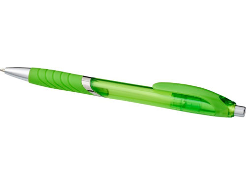 Шариковая полупрозрачная ручка Turbo с резиновой накладкой, лайм