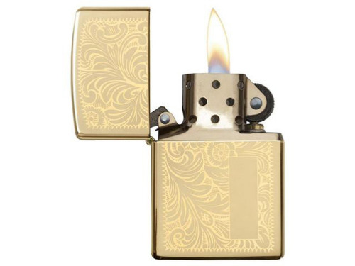 Зажигалка ZIPPO Venetian с покрытием High Polish Brass, латунь/сталь, золотистая, 38x13x57 мм