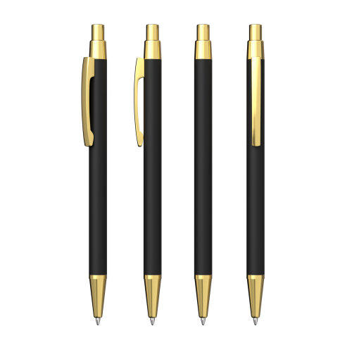 Ручка шариковая "Ray", покрытие soft touch, черный с золотом