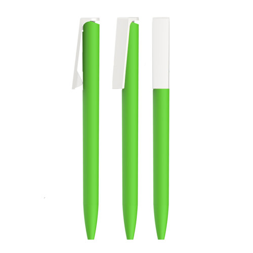 Ручка шариковая "Clive", покрытие soft touch, зеленое яблоко с белым