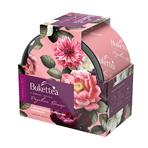 Чайный напиток BukettEA с добавками растительного сырья "Розовый ветер" (розовый)
