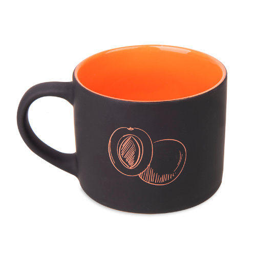 Кружка YASNA  с покрытием SOFT-TOUCH, черный с оранжевым, 310 мл, фарфор (черный, оранжевый)