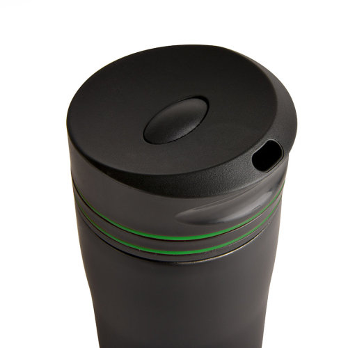 Термокружка вакуумная STRIPE, 380 мл (черный, зеленый)