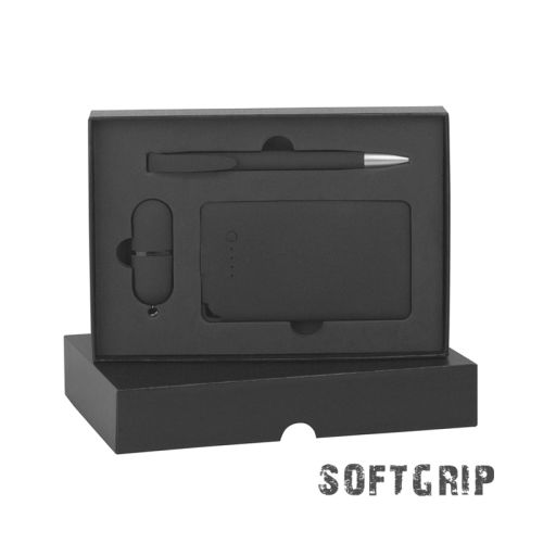 Подарочный набор "Камень" с покрытием soft grip на 3 предмета, черный