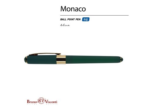 Ручка пластиковая шариковая Monaco, 0,5мм, синие чернила, зеленый
