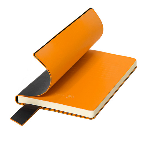 Бизнес-блокнот "Trendi", 130*210 мм, черно-оранжевый, мягкая обложка, в линейку (черный, оранжевый)