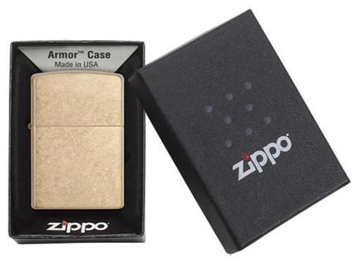 Зажигалка ZIPPO Armor™с покрытием Tumbled Brass, латунь/сталь, золотистая, матовая, 38x13x57 мм