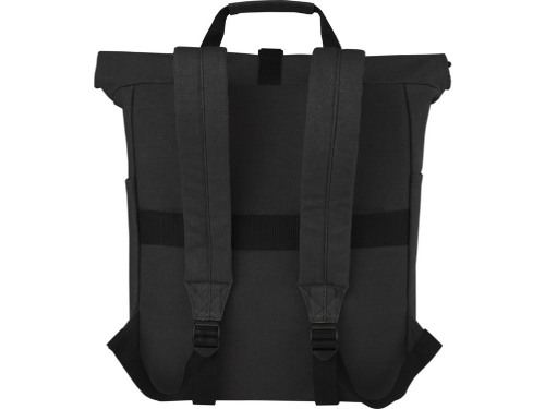 Рюкзак для 15-дюймового ноутбука Joey объемом 15 л из брезента, переработанного по стандарту GRS, со сворачивающимся верхом, черный