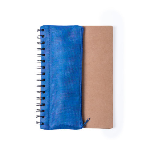 Блокнот "Full kit" с пеналом и канцелярскими принадлежностями, синий