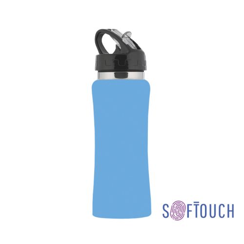 Бутылка для воды "Индиана" 600 мл, покрытие soft touch, голубой