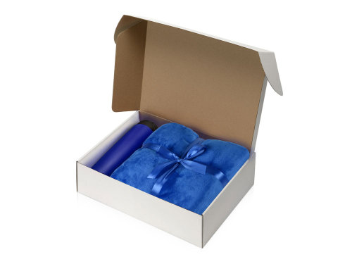 Подарочный набор с пледом, термокружкой Dreamy hygge, синий