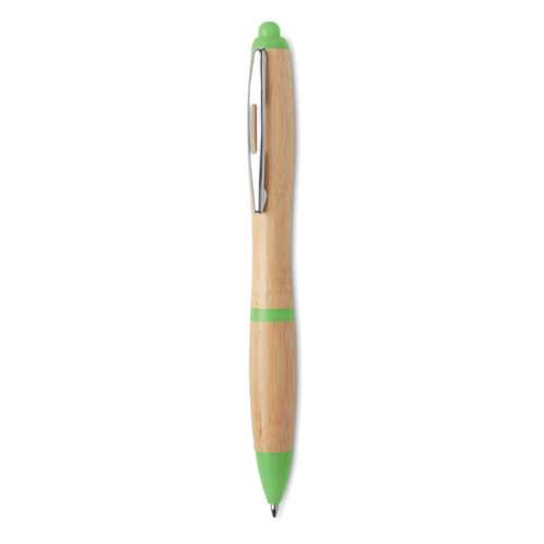 Ручка шариковая из бамбука и пл (лайм)