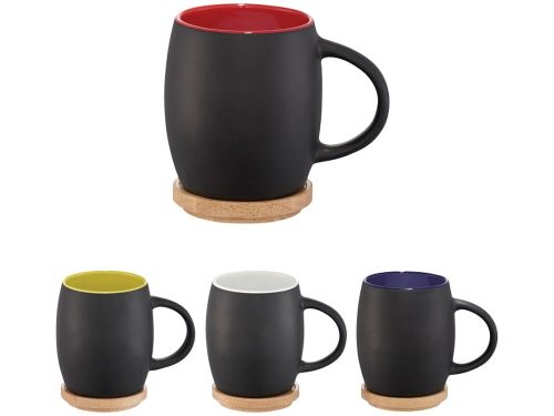 Керамическая чашка Hearth с деревянной крышкой-костером, черный/красный