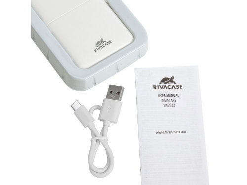 RIVACASE VA2532 (10000 мАч) QC/PD 20W внешний аккумулятор с дисплеем, белый 12/48