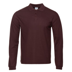 Рубашка поло мужская STAN длинный рукав хлопок/полиэстер 185, 04S, тёмно-шоколадный