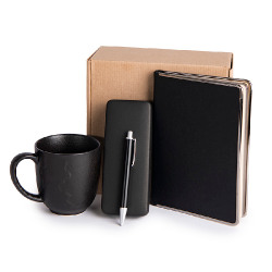 Набор подарочный AUTOGRAPH: кружка, ежедневник, ручка, футляр для ручки, стружка, коробка, черный (черный)