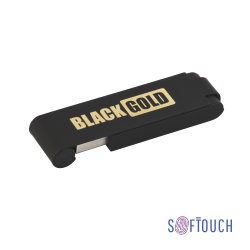 Флеш-карта "Case", объем памяти 16GB, черный/золото, покрытие soft touch, черный с золотом